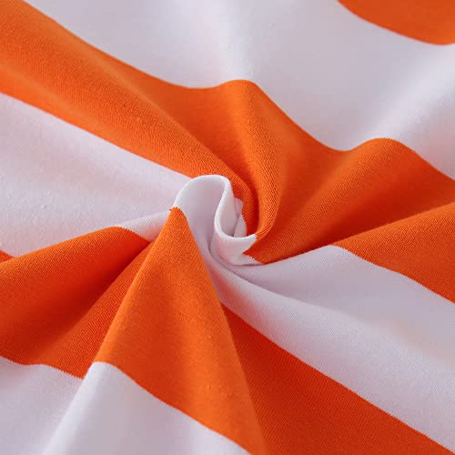 Spring&Gege Boys' Short Sleeve Striped T-Shirt Cotton Crew Neck Tees, Orange and White Stripes, 5-6 Years by Spring&Gege - Used condition - US$9.21