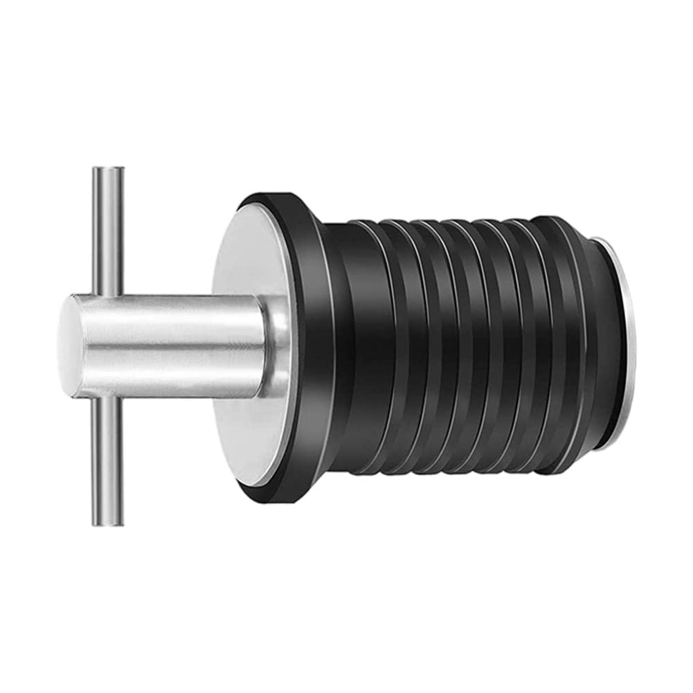 Duontyye Silver Marine Boat Drain Plug T-Handle Screw Adjustable Rubber Deck Drain Plug, 19Mm