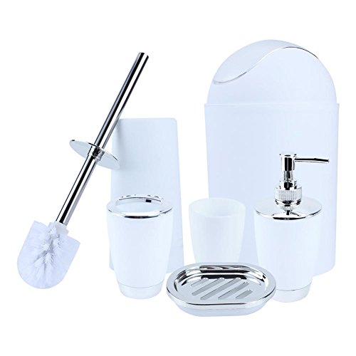 Set Bagno DUFU Da 6 Pezzi In PP Beige: Con Scopino, Portaspazzolino, Bicchiere, Portasapone, Pattumiera E Dispenser Per Lozione, Elegante E Resistente