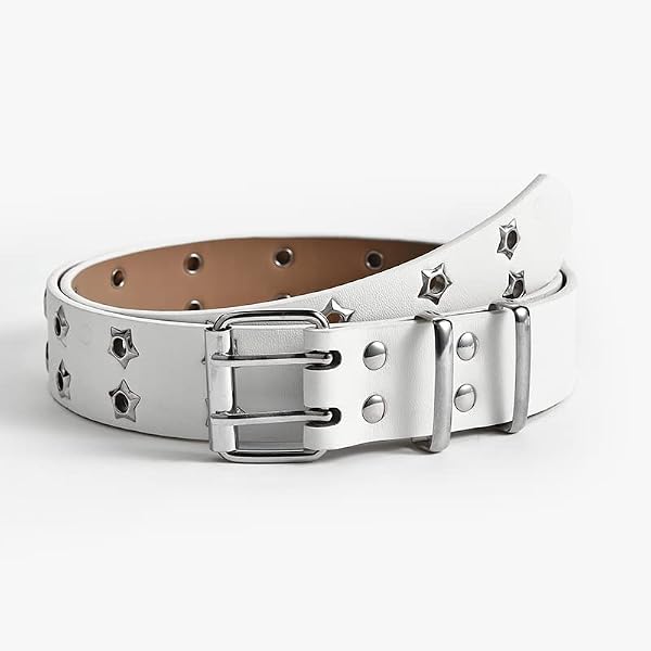 EMMIOL Cool Y2K Belt Women Black bb Belt Silver Buckle Oval D Ring Star Belts Trendy Streetwear Punk for Jeans by EMMIOL - Used condition - Image 2