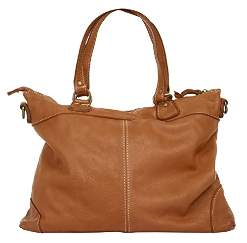 Cluty Shopper Echt Leder Damen | Made in Italy, Handtasche aus Rindleder, Umhängetasche mit Reißverschluss, große Ledertasche | 021798