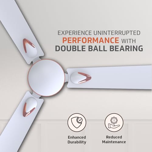 Image of V Guard Windle Deco Zeta Bz Modern Ceiling Fan For Home | Wider Aluminium Blades with Decorative Trims | Powder-Coated Gloss Finish | 1.2M Sweep (Glossy White)