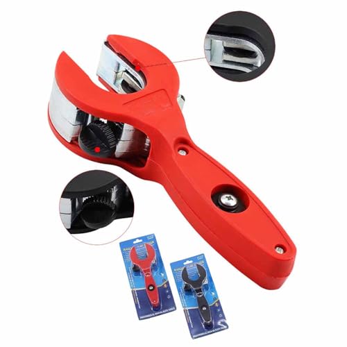 Ratcheting Tubing Cutter, 2 in 1 Close Quarters Tube Compact Cutter, Copper Pipe Cutter, Tubing Cutter 1/4' To 7/8', Copper Pipe Cutter, Ratchet Pvc Cutter (Rojo)