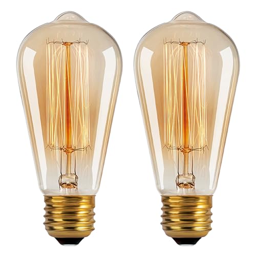 Figame ST64 40W Incandescent Edison 2-Pk 2200K Vintage Warm