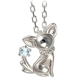 [未来天使] 選べる 誕生石 ネックレス レディース チワワ シルバー ペンダント [ 犬 いぬ ](3月：アクアマリン)
