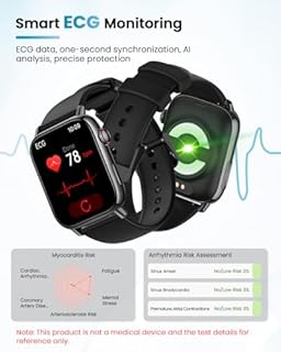 DEKELIFE Smartwatch Herren Damen mit ΒΙυτｚυcker/EKG/HRV/ 1.83" Fitness Gesundheitsuhr mit 24h Herzfrequenz/Blutdruck/SPO2/Schlaf/SOS-Notruf, 145+ Sportmodi Fitnessuhr Schrittzähler iOS Android Schwarz