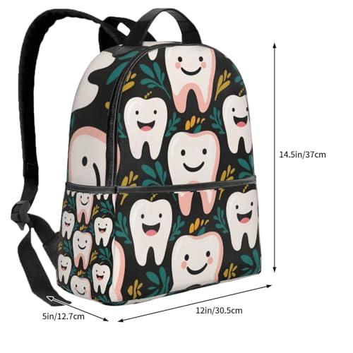 Funny Teeth Dental Art Daypack Backpack Polyester Anti-Theft Multipurpose Bookbag Big Capacity Travel Hiking & Camping Rucksack With Smooth Zippers4