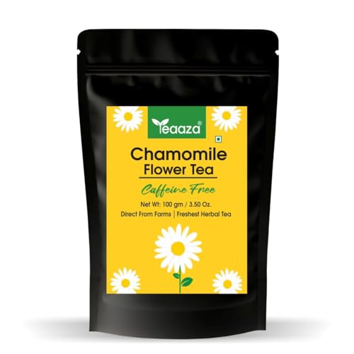 Image of Teaaza Chamomile Flower Tea, 100 Grams-100+Cups, For Sleep, Relaxation, Anxiety & Stress Relief | Calming Herbal Tea - Caffeine Free - Flower Based - Non-Bitter | Diwali Gift for Family, Friends & Corporate Gifting