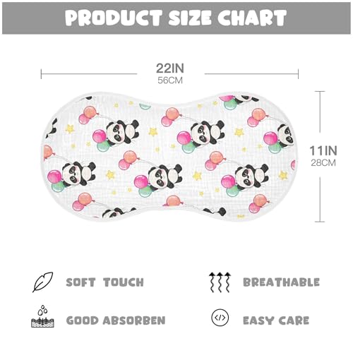xigua Colorful Balloons and Pandas Muslin Baby Burp Cloths Set of 4, Super Soft & Absorbent Burping Rags, Cotton Burp Clothes Shower Gift for Newborn, Baby Girls and Boys4
