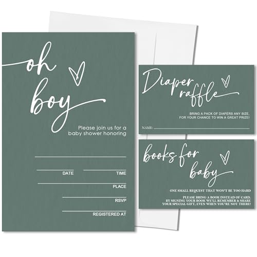 Vodbok Minimalism Green Baby Shower Invites
