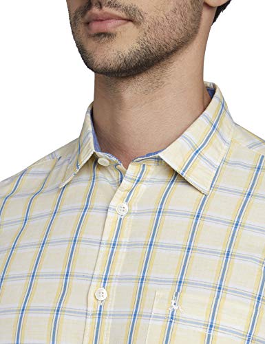 Image of Parx Men's Cotton Blend Checks Pattern Slim Fit Semi Cutaway Collar Full Sleeve Casual Shirt