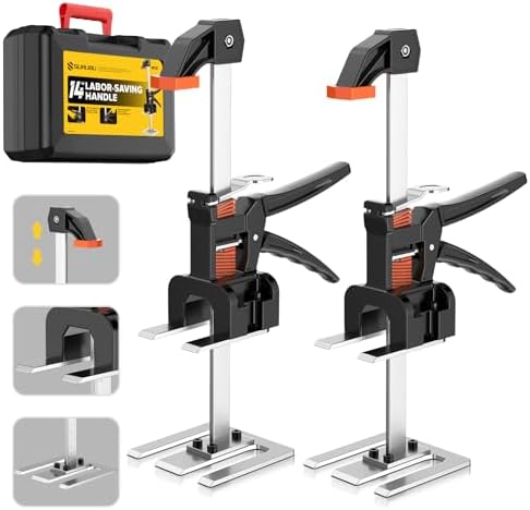 Labor Saving Handle 12 In Lever Arm Lifter Drywall Lift for Wall Tile Locator, Multi-Function Height Adjustment Lifting Device,Door Panel,Cabinet Jack Board Lifter Weight 490lb, lift range 6.7in