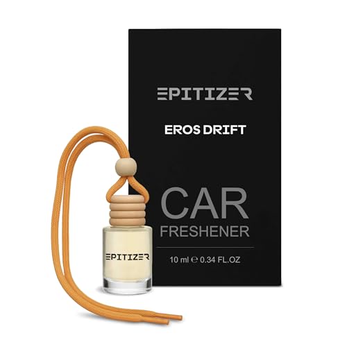 Image of Hanging Car Air Freshener Eros Drift - Premium Luxury Scent, 10ml Glass Bottle with Wooden Cap, Lasts 30-45 Days