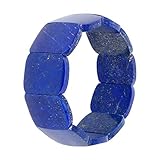  Schmuck Krone Armband aus Edelstein Lapis-Lazuli 25mm breit Naturstein blau glatt dehnbar Ã˜6cm
