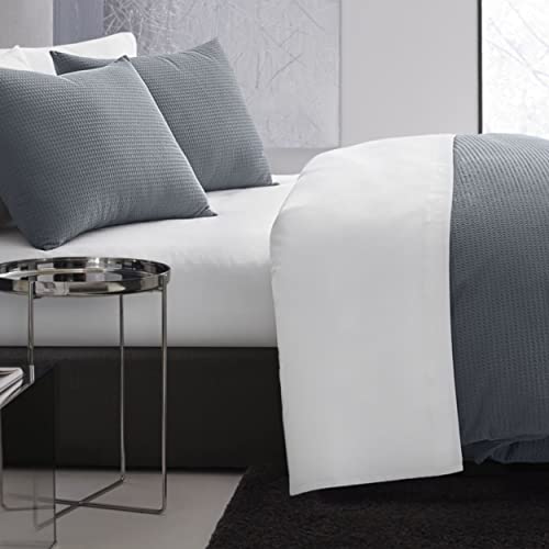 Vera Wang - Queen Duvet Cover Set, Soft Cotton Bedding Set with Matching Shams, Button Closure, Chic Room Essentials (Waffle Pique Midnight, Queen) - Thumbnail 2