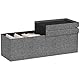 HOMCOM Sitzbank mit Stauraum, faltbar Polsterbank mit separaten Behältern, Bettbank mit Leinenoptik, Sitztruhe für Flur Schlafzimmer Wohnzimmer, 110 x 38 x 38 cm Dunkelgrau