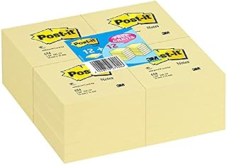 Post-it Sticky Notes Canary Yellow, Pack 12 Pads + 12 FREE, Total 2400 Sheets, 76 mm x 76 mm - Self-stick Notes For Note Taking, To Do Lists & Reminders