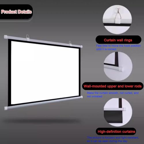 Pantalla manual proyector 50 pulg 16:9 para cine en casa miniatura 6