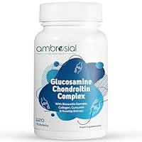 Ambrosial Glucosamin Chondroitin Gelenkpflege Nahrungsergänzungsmittel | Hochfestes Glucosamin Chondroitin mit Curcumin, Kollagen, Boswellia & Hagebuttenextrakten | 120 Tabletten