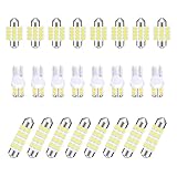 Hugwits 24 PCS Car LED Bulbs, Interior LED Lights Kit, Automotive Combination Bulb Kit, Bulbs Interior Replacement Accessories, Universal for Map Indoor Dome Trunk License Light (White)