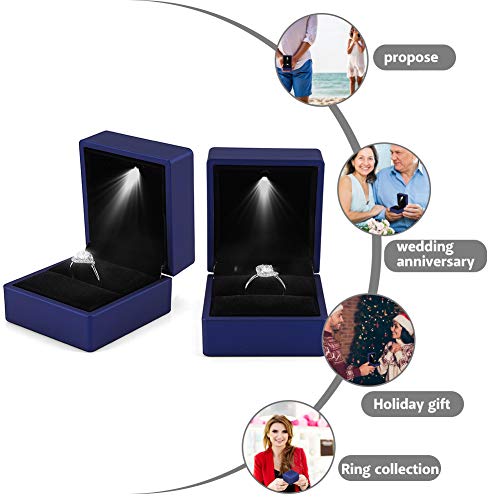 Scatola Porta Anelli Con Luce LED – Nero, Morbida Gomma + Peluche Per Fidanzamento E Memorie