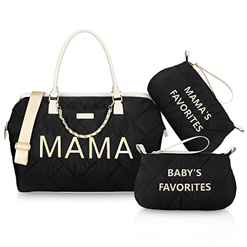 Baybou Mommy Bag For Hospital Baby Diaper Bag Tote Large Baby Diaper Travel Hospital Bag For Labor And Delivery Essentials Mama Baby Diaper Bag With Changing Pad Organizing Pouches (Black 3Pc) #TOP3