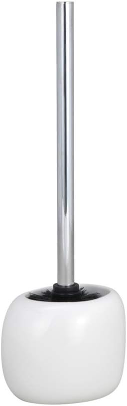 WENKO 19498100 WC Brush Set Pebble Stone White, Plastic Polyresin, 12.2 x 37 x 10.7 cm, White