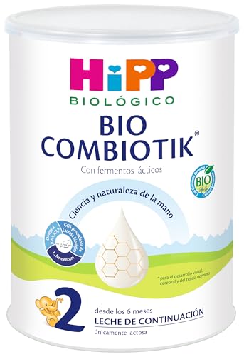 HiPP Combiotik 2 - Leche para bebés Ecológica - 800 gr - Leche BIO para bebés de 6 a 12 meses - Contiene Lactosa, Omega-3, Prebióticos, Vitaminas C y D - Sin GMO - Especial fácil digestión