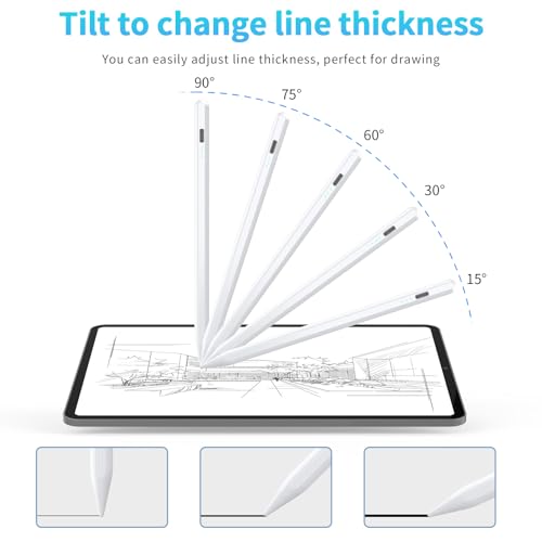 Image of Stylus Pen for iPad with Palm Rejection, Apple Pencil for (2018-2022) iPad Pro 11 /12.9, iPad 10th /9th /8th /7th /6th Gen, iPad Air 5th /4th /3rd Gen,iPad Mini 6 /5 with 4ps Nibs