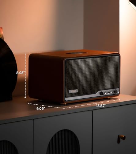 Image of Edifier S300 Hi-Fi Tabletop Speaker, Hi-Res Audio LDAC for Wireless Multi-Room & Stereo Pairing, 80W Power Works with AirPlay 2 Bluetooth 5.4 USB-C AUX Inputs, Retro Design with Remote - Brown