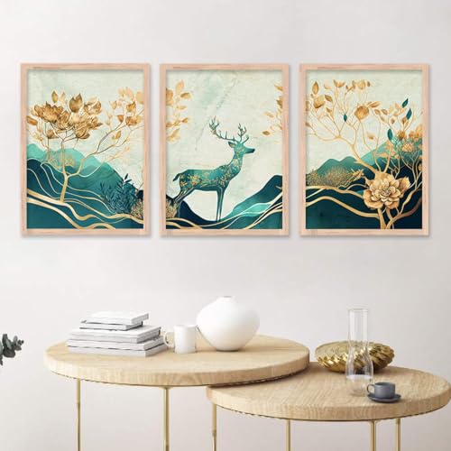 Image of kotart Paintings Modern Art Wall Decor Framed Wall Painting for Living Room, Bedroom - Framed Wall Decor Paintings with Frame - Painting for Wall Decoration Set of 3-D (Art 6, 19x25 inch)
