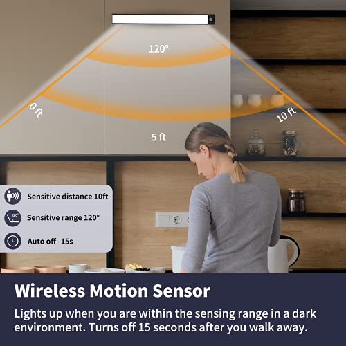 Aipolloo Led Motion Sensor Under Cabinet Lighting 2 Pack - 69 Leds Ultra Thin Magnet Closet Lights - Wireless Battery Operated 2200Mah Rechargeable Lighting - Magnetic Kitchen Counter Light - Hw40 #TOP2