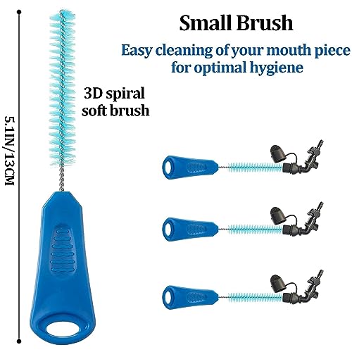 4 Pcs Set Reservoirs Backpack Accessories Hydration Bladder Cleaning Kit with Flexible Long Brush for Hose, Small Bite Valve and Big Brush, Drying Collapsible Bladder Frame, Carrying Pouch (Blue) - Thumbnail 7