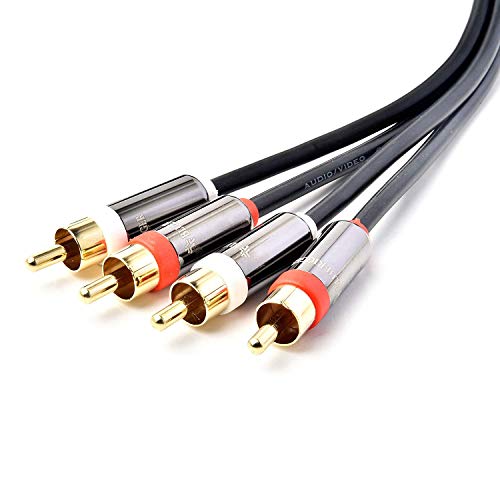 Image of BlueRigger RCA Stereo Cable /Cord (15 ft /feet Dual 2 x RCA Male to 2 x RCA Male Audio Cable, Digital & Analogue, Double-Shielded, Series) Supports (Amplifiers, AV Receivers, Hi-Fi)
