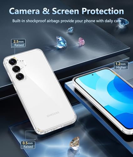 Image of FNTCASE for Samsung Galaxy S25-FE Case: for Samsung Galaxy S25 FE Clear Military Grade Drop Protection Anti Yellowing Cell Phone Cover - Rugged Shockproof Protective Bumper Transparent Phonecase