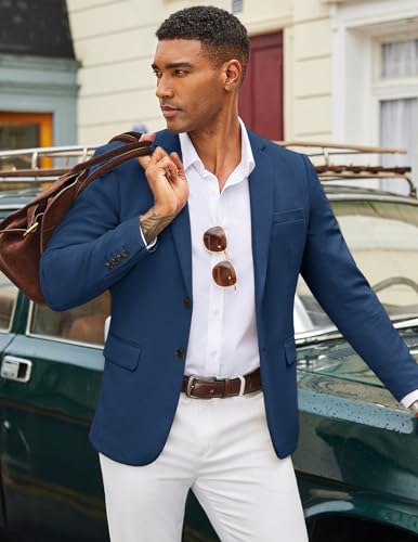 Image of COOFANDY Mens Casual Blazer Knit Sport Coat Lightweight Two Button Suit Jacket