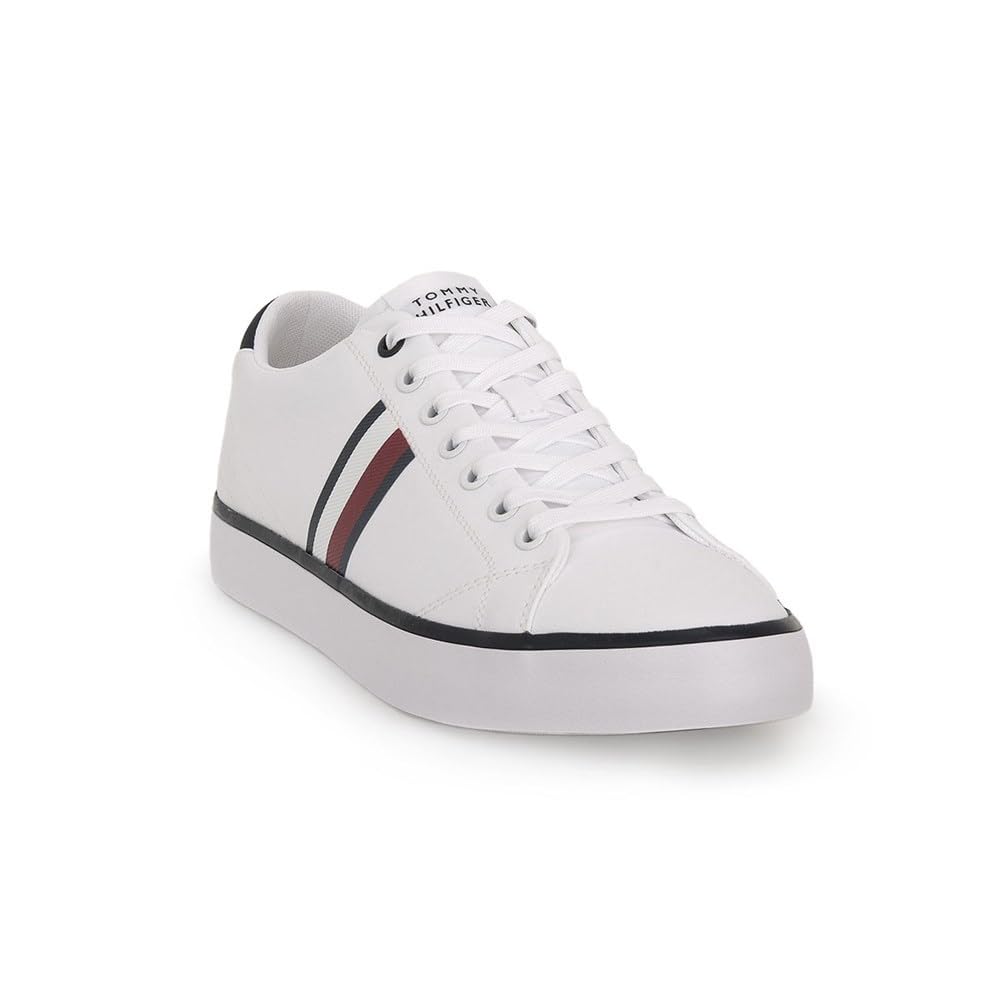 Tommy Hilfiger TH HI Vulc Low Stripes Mesh, Zapatilla Vulcanizada Hombre, White, 46 EU