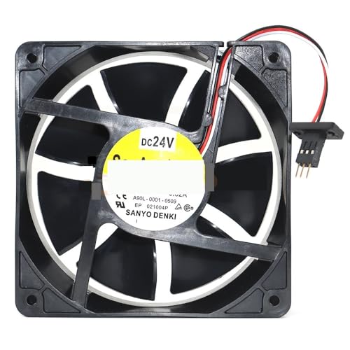 YUNHUOZ Ventilador de refrigeración con Enchufe Chapado en Oro para Sanyo 9WF1224H1D03, 12 cm, A09L-0001-0509, 120 x 38 mm, 24 V CC, 0,32 A