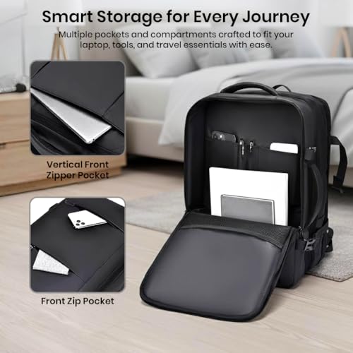Image of 35L Expandable Anti-Theft Laptop Bag for Men & Women - Waterproof Travel Backpack with USB Port, Fits 17 inch Laptop, 3-in-1 Convertible Duffel Bag for Office, School, Business & Daily Use