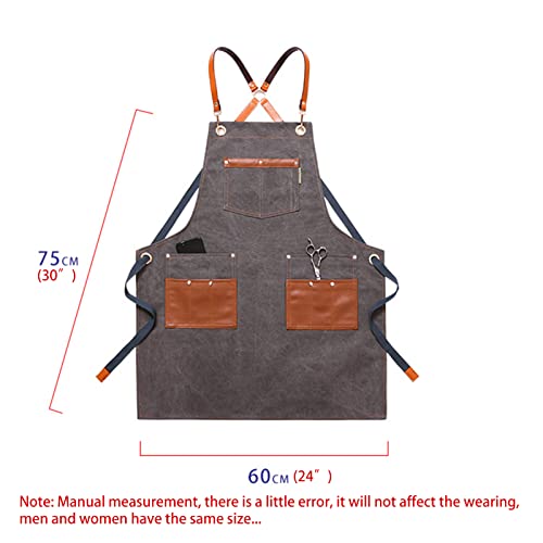 FYYYY Delantal Cocina, Delantal De Lona con Espalda Cruzada con Bolsillos, Correa Ajustable Y Delantal De Bolsillos… - Imagen 5
