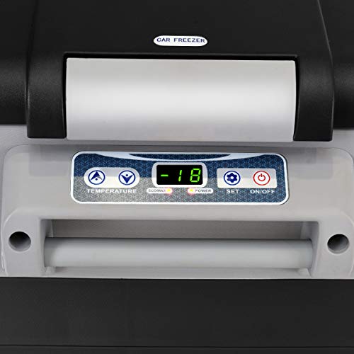 Costway Car Refrigerator, 55-Quart Dual-Zone Electric Cooler With Shockproof, Lcd Display, 12V/24V Dc, 100-240V Ac, -4°F To 50°F, Portable Car Fridge For Rv Truck Travel Home Camping Vehicles, Gray #TOP6