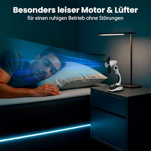 Eaxus Mini Tischventilator Batteriebetrieben- Kleiner Tragbarer Büro Ventilator-3