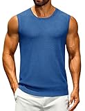 Picture of Cotrasen Mens Casual Tank Tops Ribbed Knit Sleeveless Shirt Lightweight Tee Summer Muscle T-Shirts Blue Green S