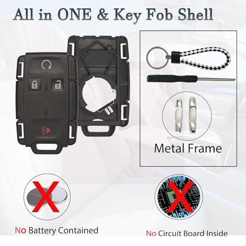 Coque de clé de rechange pour Chevrolet Silverado et GMC Sierra 2014-2021