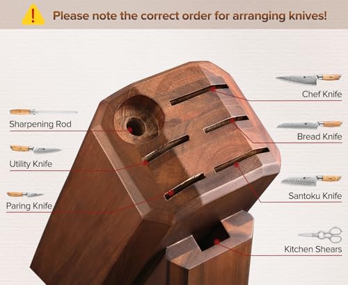 XINZUO Set Cuchillo Cocina con Bloque de Cuchillos 8 Piezas, Acero en Polvo de Damasco de 73 Capas Juegos de Cuchillo de Chef Profesional-Mango de Madera de Olivo -con Tijeras de Cocina y Chaira - imagen 14