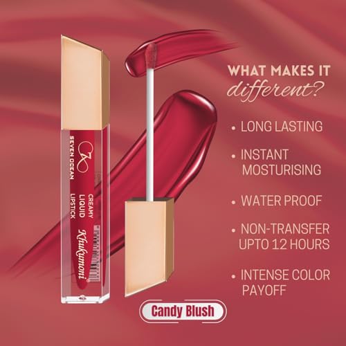 Image of Khukumoni Liquid Lipstick for Women | Candy Blush Shade | Long Lasting Matte Finish | Waterproof & Smudge Proof Lipstick for Women (5ml)