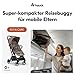 hauck Fly N Care - Ultrakompakter und Leichter Reisebuggy Einhändig Faltbar, mit Liegeposition ab Geburt bis 22 kg, Tragetasche, Tragegurt, Sitzauflage, Babyschalen Adapter, UV Schutz 50+ - Mocha