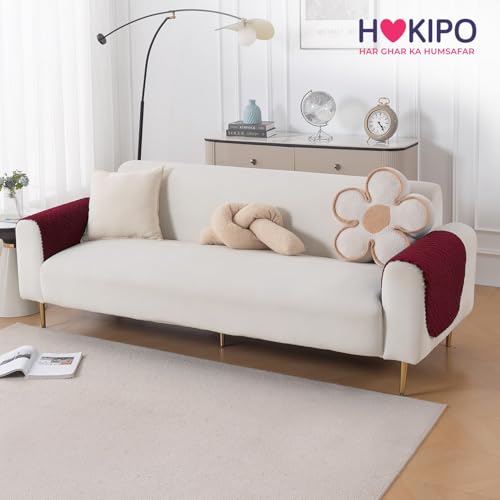 Image of HOKIPO Quilted Sofa Armrest Cover - 1 Pair | 'Quilt Classic' Maroon (NEW-IN-925-MRN*2)