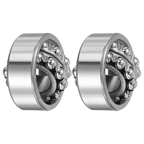 Image of sourcing map 2204 Self-Aligning Ball Bearings 20mm Bore 47mm OD 18mm Thickness Double Row Open Type Chrome Steel 2pcs