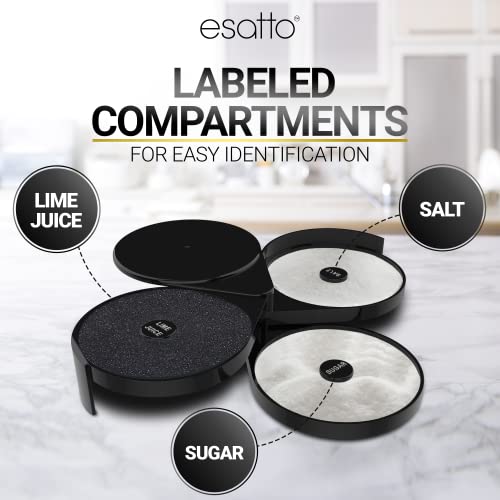Esatto Glass Salt Rimmer 3 Tier for Margarita Tray and Cocktail, Black with 2 Extra Sponge’s + 3 Pourers – Apply Salt, Sugar, and Lime Juice for Better Drinks and Efficient Drink Preparation - Thumbnail 7